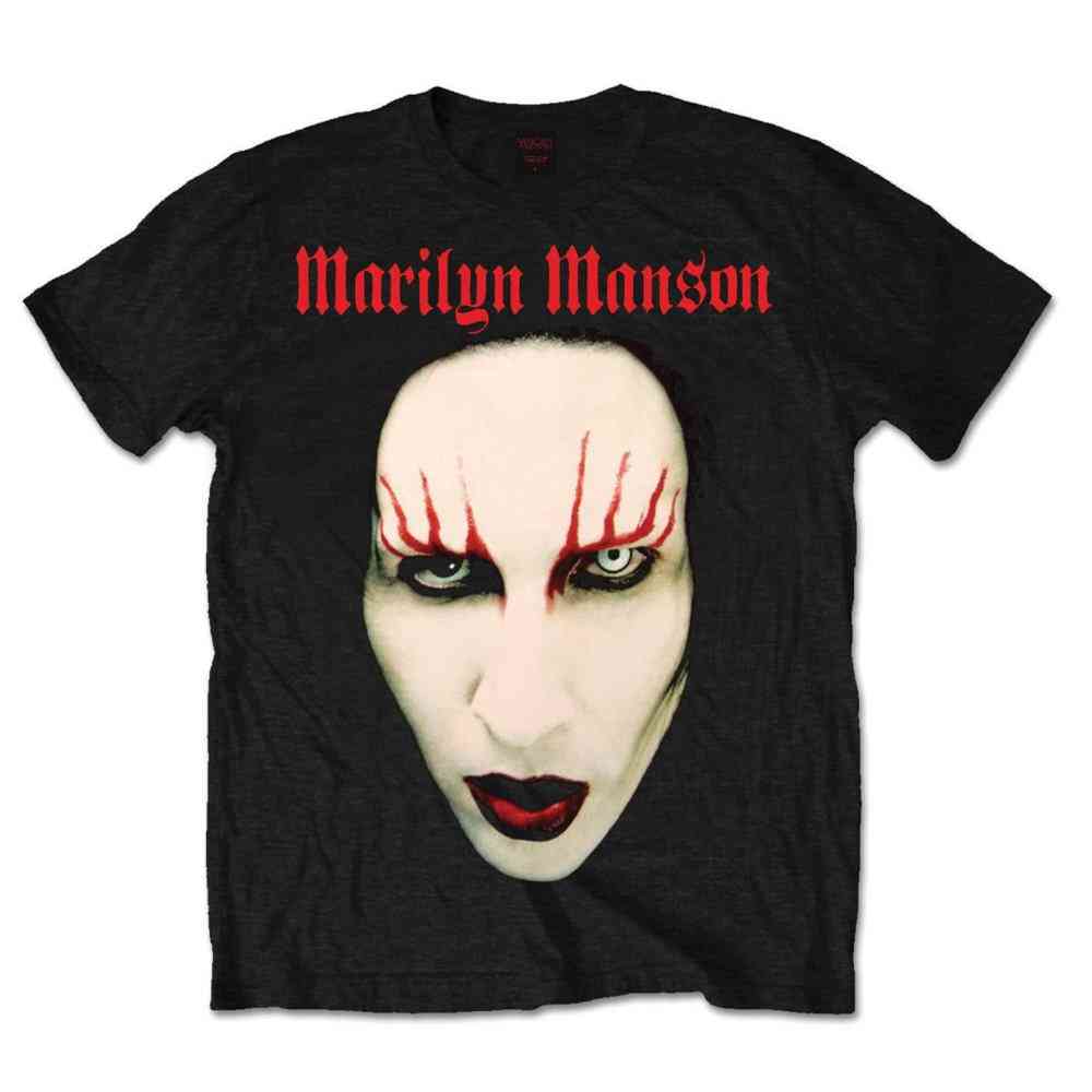 Marilyn Manson - Red Lips Heren Tshirt - Zwart